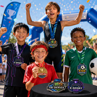Médailles personnalisées en alliage de zinc 3D pour triathlon, e-sport, football pour enfants, journée sportive scolaire, avec ruban imprimé pour la compétition