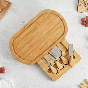 Ensemble de planches à fromage en bois Hangxu avec tiroir, planche à découper ovale, outils à fromage multifonctions pour servir et couper - Product Image 3