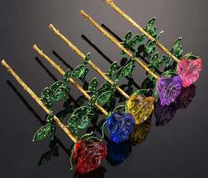 क्रिस्टल गुलाब सोने के साथ स्टेम Bomboniere एहसान MH-H0137 - Product Image 1