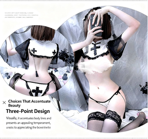 Lencería Sexy <span class=keywords><strong>de</strong></span> Monja, Disfraz <span class=keywords><strong>de</strong></span> Sirvienta, Uniforme <span class=keywords><strong>de</strong></span> Juego <span class=keywords><strong>de</strong></span> Roles, Atuendo Erótico para Mujer con Cuello Alto, Ropa Íntima - Product Image 6