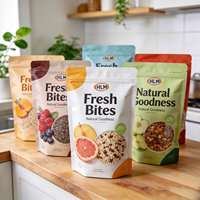 Sachet Doypack Personnalisé de Haute Qualité, Qualité Alimentaire, Refermable avec Fermeture Zip, Fenêtre Transparente, pour Emballage de Noix, Fruits Secs, Céréales et Snacks