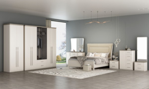 Set <span class=keywords><strong>Camera</strong></span> <span class=keywords><strong>da</strong></span> <span class=keywords><strong>Letto</strong></span> di Design Moderno e Semplice con Finitura Lucida, Nuovo Design di Alta Qualità in Legno per Arredamento Casa - Product Image 5
