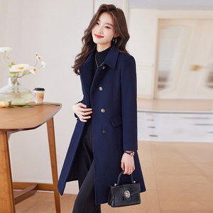 Otoño/Invierno <span class=keywords><strong>Abrigo</strong></span> clásico <span class=keywords><strong>de</strong></span> lana con doble botonadura <span class=keywords><strong>Abrigo</strong></span> largo <span class=keywords><strong>de</strong></span> lana para mujer - Product Image 6