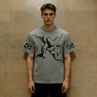 T-shirts en coton respirant pour hommes, imprimés numériquement, style vintage, col rond classique, grandes tailles, 230g