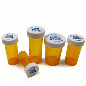 Flacons de pharmacie de 13 drs, flacons de médicaments ambrés résistants aux enfants avec bouchons en plastique CR - Product Image 3