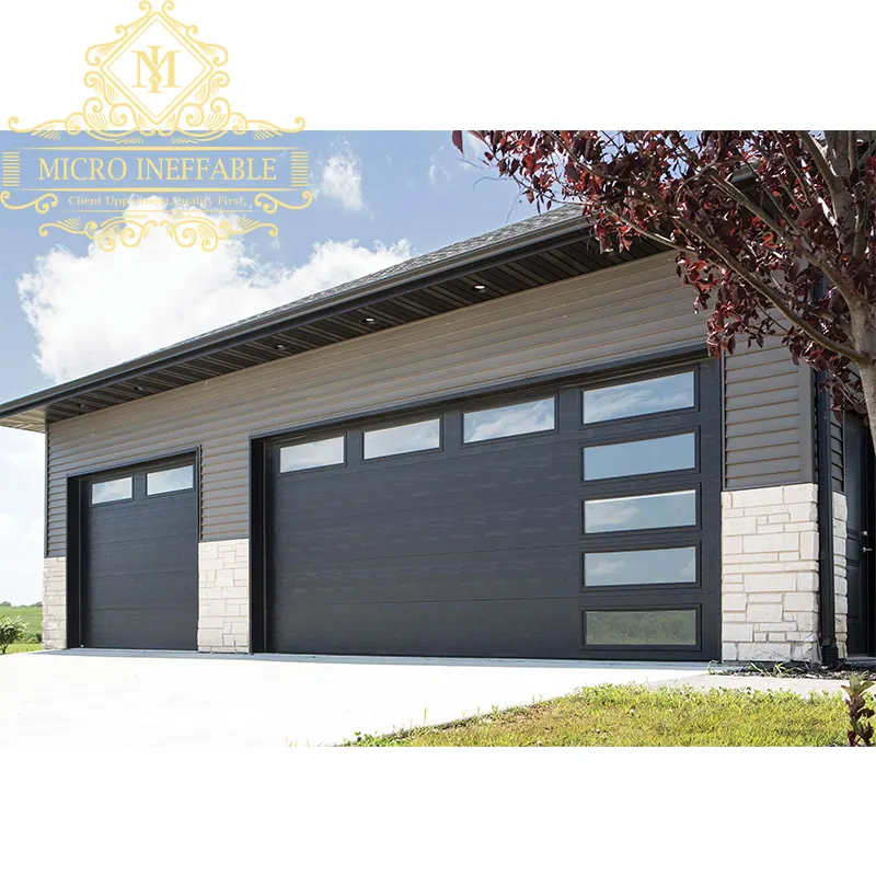 Luxury Decorative Modern Garage Door Commercial Aluminium Frame Smart Overhead Garage Door