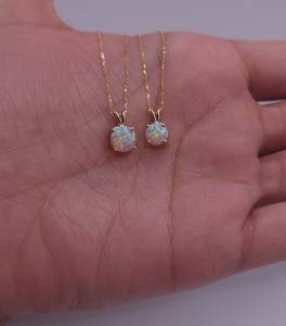 14K Gold Pink <b>Opal</b> <b>Necklace</b>, <b>Opal</b> Gold Pendant, Dainty <b>Necklace</b>, October Birthstone <b>Necklace</b>, Bridesmaid <b>Necklace</b>, Gift For Her - Product Image 6