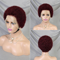 Perruques Courtes Bob Afro Frisées en Cheveux Humains 13x4 Lace Frontal, 100% Cheveux Naturels Bouclés, Perruques Lace Abordables pour Femmes Noires