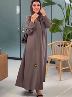 Abaya plissée ouverte élégante pour femme musulmane, respirante, à manches longues, style maxi, pour l'été et le printemps, tenue quotidienne islamique de Dubaï