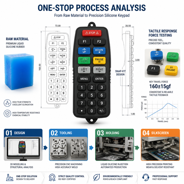 Custom Silicone Rubber Keypad Liquid Silicone Injection Molding Remote Control Button Tactile Membrane Switch OEM ODM Custom