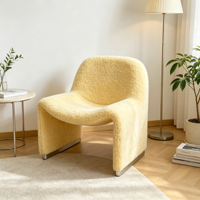 Fauteuil d'appoint moderne nordique en bouclette Teddy, chaise de loisirs minimaliste en forme de colline pour salon, chambre et balcon