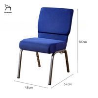 Chaise d'église moderne EaseNeat en tissu épaissi avec cadre métallique et étagère intégrée, empilable pour auditorium, usage commercial