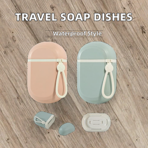 2 Pezzi Portasapone <span class=keywords><strong>da</strong></span> Viaggio Minimalista in Plastica - Portasapone con Vassoio Raccogligocce Impermeabile per Campeggio e Bagno - Product Image 2