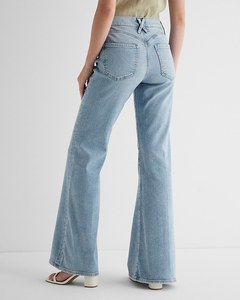 Factory Direct Sale Womens Mid Rise Denim Pants Vintage Blue <strong>Ladies</strong> <strong>Baggy</strong> <strong>Jeans</strong> Mid Waist 70S Women Flared Denim <strong>Jeans</strong> - Product Image 4