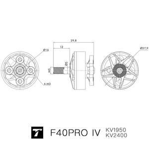 <span class=keywords><strong>F40</strong></span> PRO IV 1950KV/2400KV <span class=keywords><strong>T</strong></span>-MOTORHOBBY Moteur sans balais 4-6S de haute qualité Moteur de course freestyle - Product Image 6