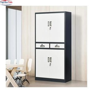 Armoire de rangement en métal avec porte en verre et étagères pour l'école, l'hôtel, le bureau - Product Image 5