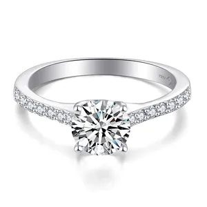 Moda Genuine 1 Carat Moissanite Anel de Noivado S925 Anel De Casamento De Prata Esterlina Jóias com Certificado