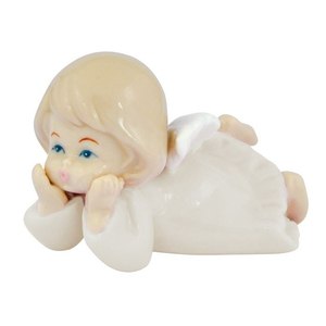 Scultura di Angelo in Ceramica Avorio 6.2*5.1*4.5 Pollici Angelet AVORIO - Product Image 1