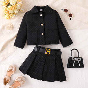 Autunno inverno ragazze set di <span class=keywords><strong>abbigliamento</strong></span> per bambini Multi-colore cappotto di temperamento gonna plissettata bavero per bambino ragazze <span class=keywords><strong>abbigliamento</strong></span> di moda - Product Image 4