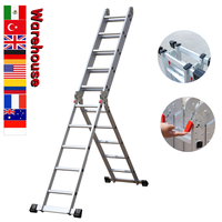 Escabeau pliant compact automatique à double plateforme réglable en aluminium arthique 9 mètres