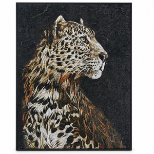 Mosaïque murale en verre de style européen moderne, mosaïque personnalisée, œuvre d'art Panthère noire pour mur intérieur - Product Image 1