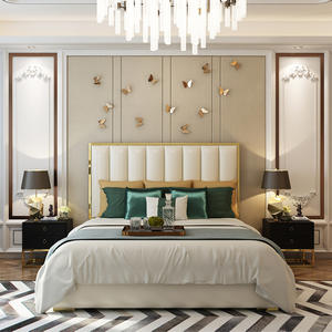 Muebles de almacenamiento de <span class=keywords><strong>dormitorio</strong></span> doble de gran capacidad de estilo europeo, caja de cama de madera de lujo ligera, cama de boda suave, productos transfronterizos - Product Image 1