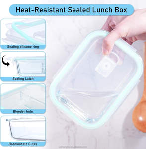 Ronde Glazen Lunchbox Met Magnetronbestendig En Hittebestendig Plastic Deksel Voor Lunch-En Dineropslag Of Koeling - Product Image 4