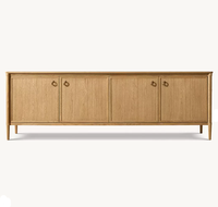 Meuble TV console de rangement à quatre portes en bois massif, fait main, style moderne, pour salon de ferme, hôtel et villa, en chêne, RH OEM
