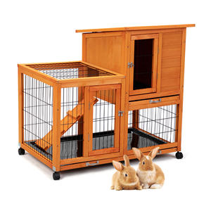 Cage à <span class=keywords><strong>lapin</strong></span> <span class=keywords><strong>d</strong></span>'<span class=keywords><strong>intérieur</strong></span> en bois bon marché et personnalisée avec plateau amovible en plastique et roulettes, design coupe-vent - Product Image 2