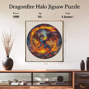 SOUHONEY Puzzle rond personnalisé 500-1000 pièces Dragon Fantasy, jouet éducatif en carton pour adultes et adolescents - Product Image 5