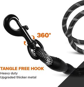 Comforting Pet <b>Leashes</b> 8mm Reflective Threads Rope Webbing Non Tangle <b>Dog</b> <b>Leash</b> Bulk Small Large <b>Dogs</b> Black Walking Training - Product Image 6