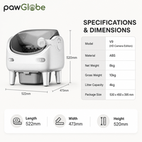 Bac à litière intelligent automatique pour chat avec caméra HD, contrôle à distance via application, capteurs de poids, reconnaissance multi-chats, nettoyage facile, support amovible