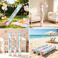 Canon à Confettis de 45 cm pour Révélation du Sexe – Cylindre de Feux d'Artifice Portatif en Papier Coloré à Manivelle pour Fêtes