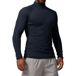 Maglietta Sportiva da <span class=keywords><strong>Uomo</strong></span> a <span class=keywords><strong>Maniche</strong></span> Lunghe con Mezza Zip, Abbigliamento Fitness in Poliestere ad Asciugatura Rapida ed Elastico - Product Image 5
