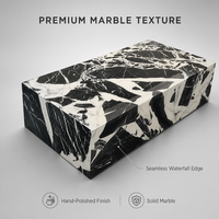 Table basse de luxe en marbre noir naturel grand format, style antique, moderne, rectangulaire, pour salon, mobilier en pierre, taille personnalisée
