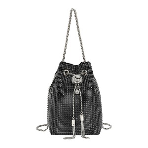 Women Classic Crystal Bucket Bag Luxury Drawstring <b>Shoulder</b> Bag with a Detachable <b>Strap</b> for Work Daily Life - Product Image 4