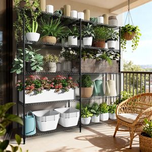 MZG Open Design Adjustable Pantry Kitchen Wire <b>Rack</b> High Capacity Garage Corner 5 Tier Metal Wire Storage Shelving - Product Image 5