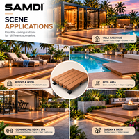 Ubin Dek Luar Ruangan Modular, Ubin Dek Sistem Interlocking, Sistem Dek WPC, Lantai Kayu Anti Selip untuk Area Kolam Renang, Villa, Resort