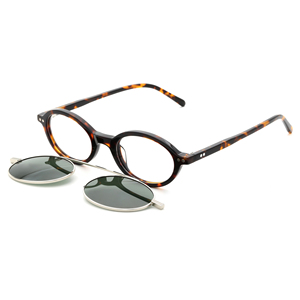 مشبك مغناطيسي بيضاوي صغير على نظارات القراءة إطار أسيتات مدمج مع واقي شمس معدني مغناطيس قوي للغاية 2 + 1 قفل مفصلي - Product Image 5