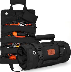 Bolsa organizadora de herramientas enrollable de alta resistencia con cuatro compartimentos esenciales para electricistas y regalo del Día del Padre - Product Image 1