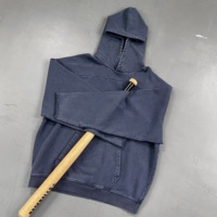 Sudadera con capucha de alta calidad 430G con cremallera, diseño de patchwork frontal y trasero, estampado de bordado 3D, 100% algodón, oversize, otoño, ecológica, para hombre