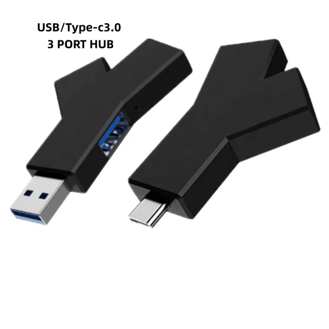 WFYEAR 3-in-1 Mini USB Hub | 1x USB 3.0 + 2x USB 2.0 | 5Gbps High-Speed Transfer | Plug Play | ABS Material | Compact T-Shaped