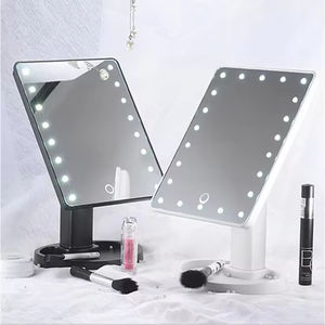Miroir de maquillage portable à LED carré de 16 LED, rechargeable par USB, avec commande tactile, en ABS + verre, lampe de miroir - Product Image 1