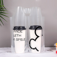 Sac d'emballage en plastique PE pour bouteille de jus, sac portable pour gobelet, sac double pour gobelets, sac jetable en plastique PE pour boissons à emporter