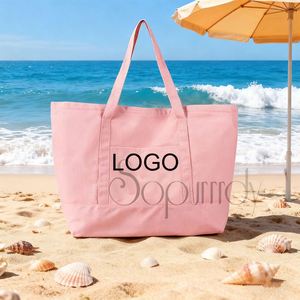 Sac fourre-tout en toile de coton épais avec logo personnalisé, poche extérieure et fermeture éclair supérieure – Indispensables quotidiens - Product Image 2