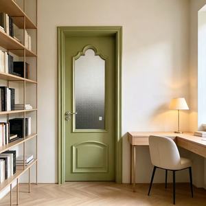 Puerta de Madera Compuesta Lacada Verde <span class=keywords><strong>Oliva</strong></span> con Vidrio Esmerilado Impermeable, Puertas Villa Slab - Product Image 3