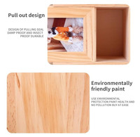 Urna Funeraria de Madera Sólida con Acabado Natural Simple de Primera Calidad, Caja Conmemorativa para Mascotas con Marco para Fotos