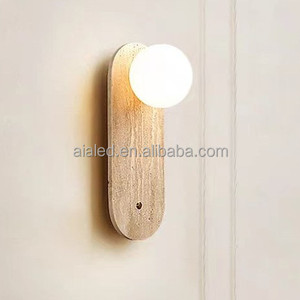 Lampe murale intérieure moderne en pierre, abat-jour en verre sphérique G9, chambre à coucher, salon, lampes murales intérieures, éclairage mural design - Product Image 1