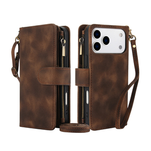 Sang Trọng Chín Thẻ Khe Cắm Ví Trường Hợp Điện Thoại Cho Iphone 17 Pro Max 17 Không Khí 17 Pro PU Dây Kéo Da Điện Thoại Di Động Trường Hợp Với Dây Buộc - Product Image 6