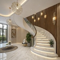 Escalier en colimaçon de luxe pour villa, marches en verre trempé sur mesure, structure métallique fermée, escalier moderne rotatif pour appartement et maison duplex